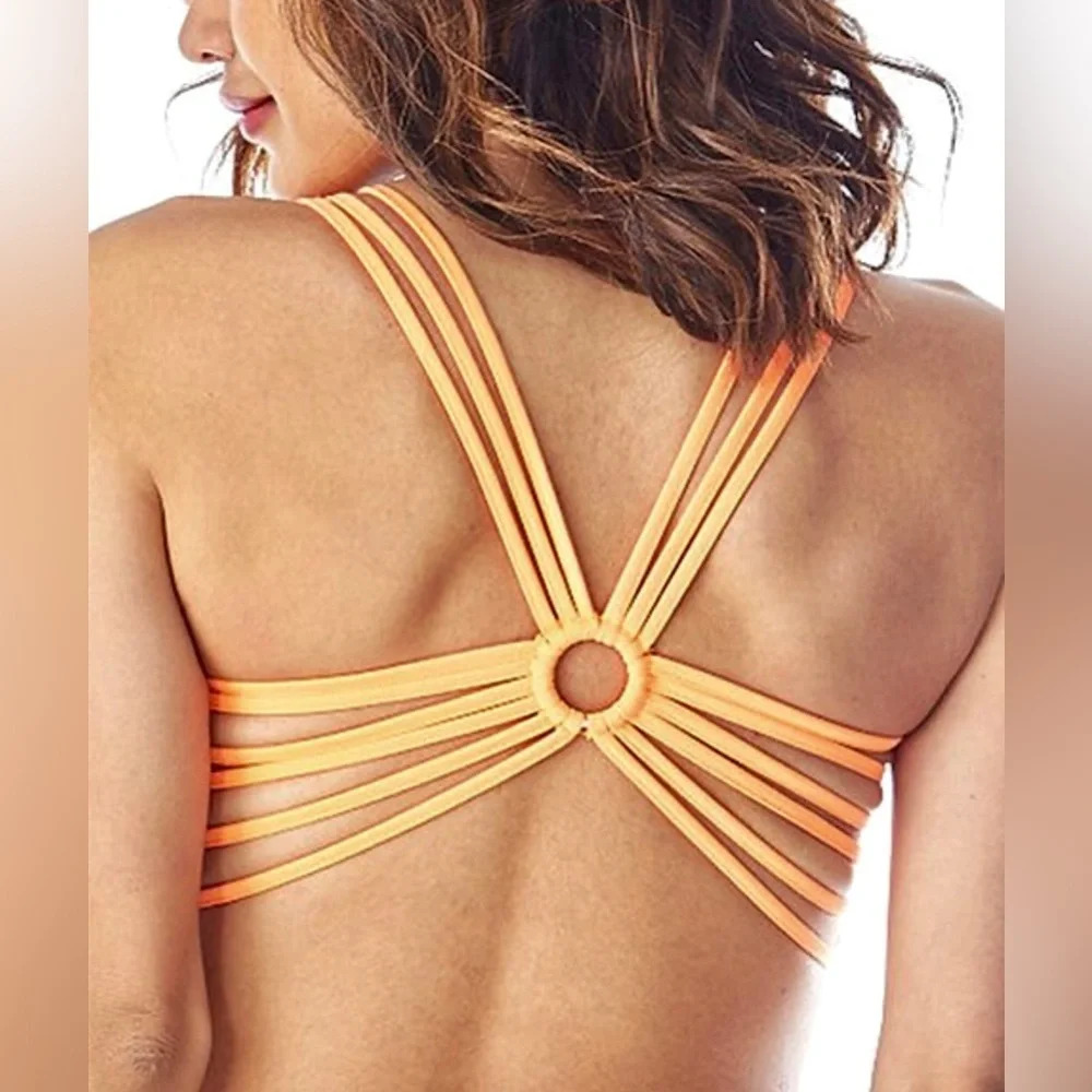 POPULAR BASICS | Neon Orange Strap-Back Sports Bra Size Medium NWT